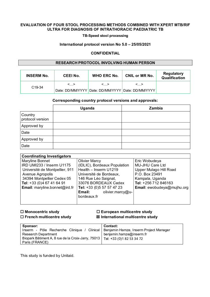 Stool Processing Study Protocol